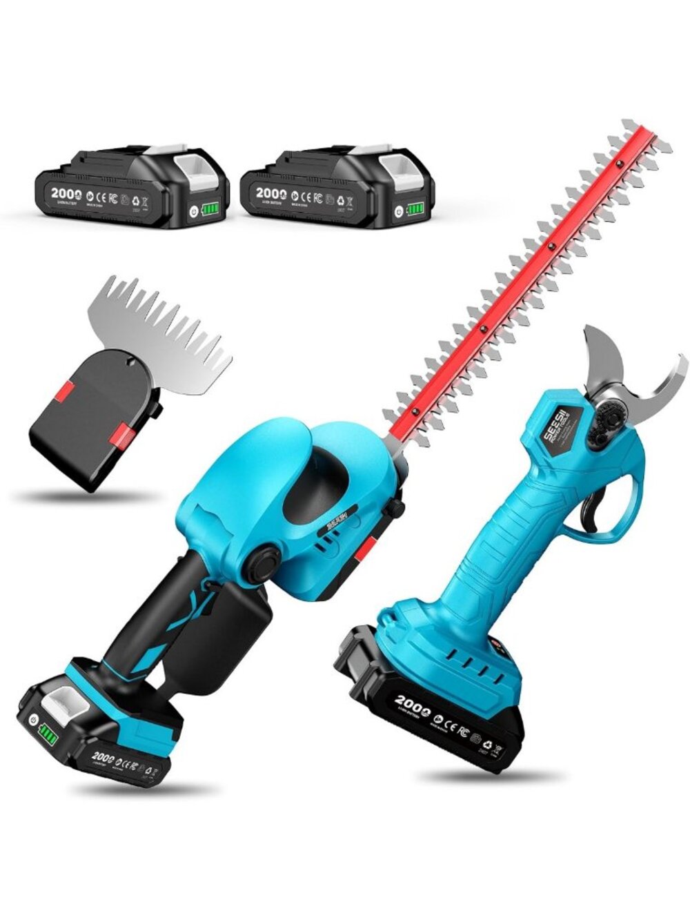 3-in-1 Cordless Hedge Trimmer, Grass Shear & Electric Pruning Shears - Versatile